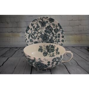 English Chippendale Johnson Bros England patent 103232 HUGE Teacup and Saucer